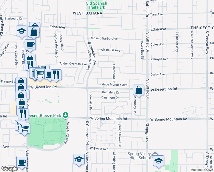 map of restaurants, bars, coffee shops, grocery stores, and more near 11 Rotherham Street in Las Vegas