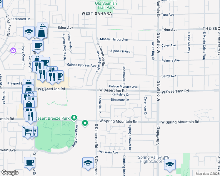 map of restaurants, bars, coffee shops, grocery stores, and more near 11 Rotherham Street in Las Vegas