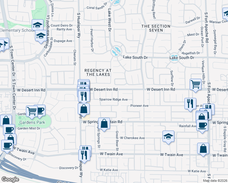 map of restaurants, bars, coffee shops, grocery stores, and more near 3345 Robin Nest Court in Las Vegas