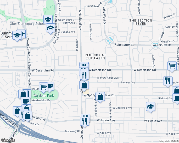 map of restaurants, bars, coffee shops, grocery stores, and more near 10140 Sparrow Ridge Avenue in Las Vegas
