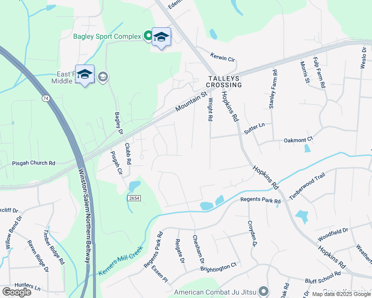 map of restaurants, bars, coffee shops, grocery stores, and more near 552 Caladium Court in Kernersville