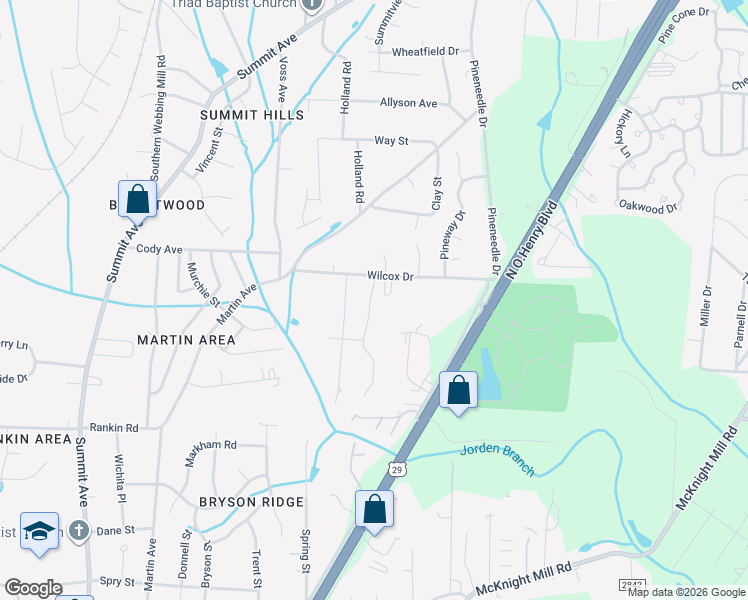 map of restaurants, bars, coffee shops, grocery stores, and more near 3708 Country Ridge Road in Greensboro