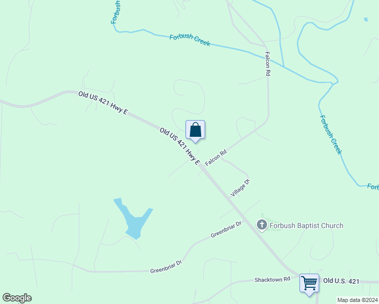 map of restaurants, bars, coffee shops, grocery stores, and more near 4422 Old US 421 Highway East in Yadkinville