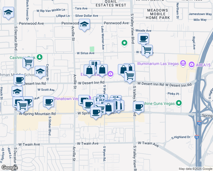 map of restaurants, bars, coffee shops, grocery stores, and more near 3360 Wynn Rd in Las Vegas