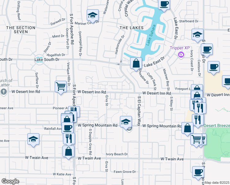 map of restaurants, bars, coffee shops, grocery stores, and more near 9027 West Desert Inn Road in Las Vegas