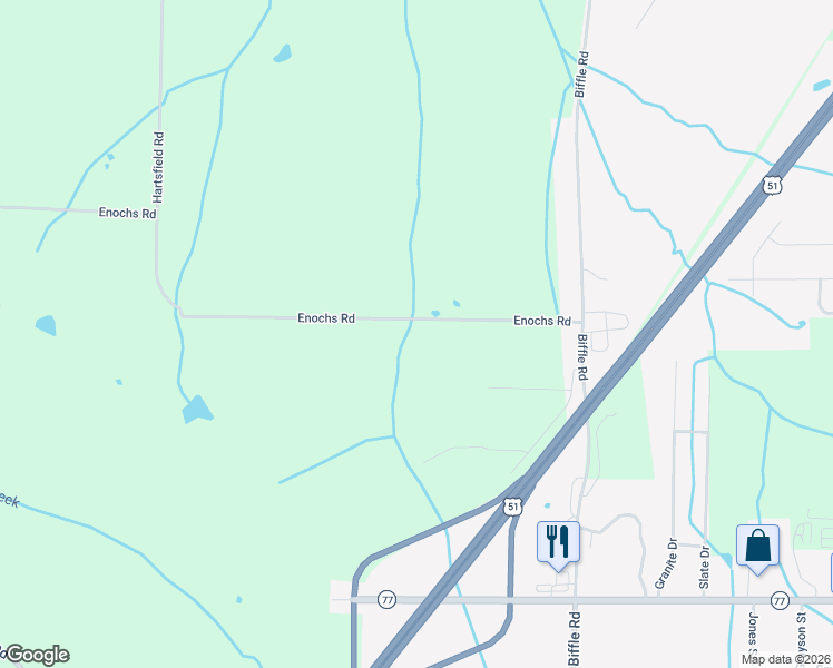 map of restaurants, bars, coffee shops, grocery stores, and more near 349 Enochs Road in Newbern