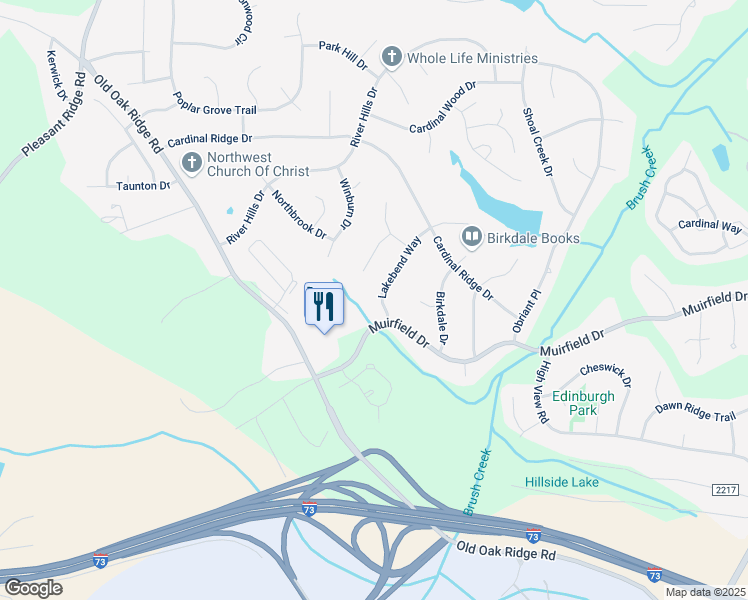 map of restaurants, bars, coffee shops, grocery stores, and more near 6606 Lakebend Way in Greensboro