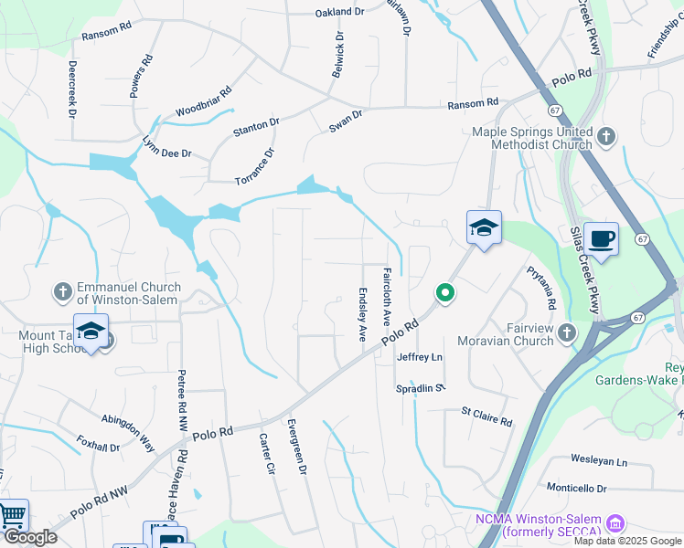 map of restaurants, bars, coffee shops, grocery stores, and more near 175 Euclid Street in Winston-Salem