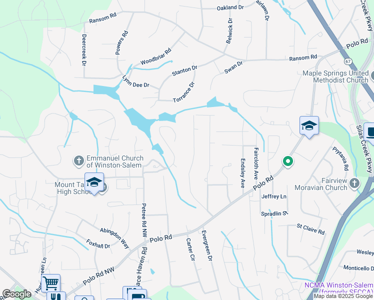 map of restaurants, bars, coffee shops, grocery stores, and more near 150 Linbrook Drive in Winston-Salem