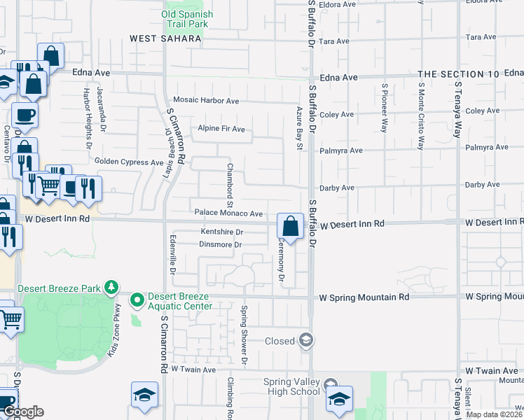 map of restaurants, bars, coffee shops, grocery stores, and more near 7958 Teal Harbor Avenue in Las Vegas