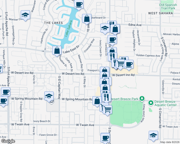 map of restaurants, bars, coffee shops, grocery stores, and more near 3325 Nigul Way in Las Vegas