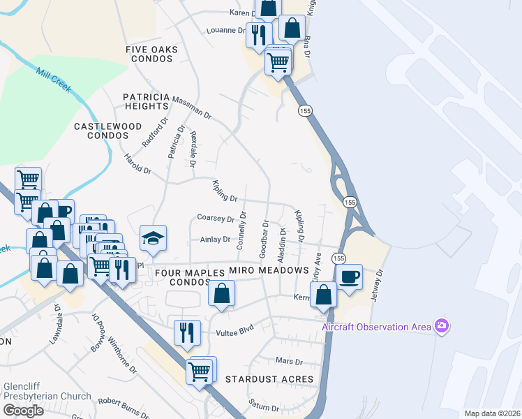 map of restaurants, bars, coffee shops, grocery stores, and more near 900 Kipling Drive in Nashville