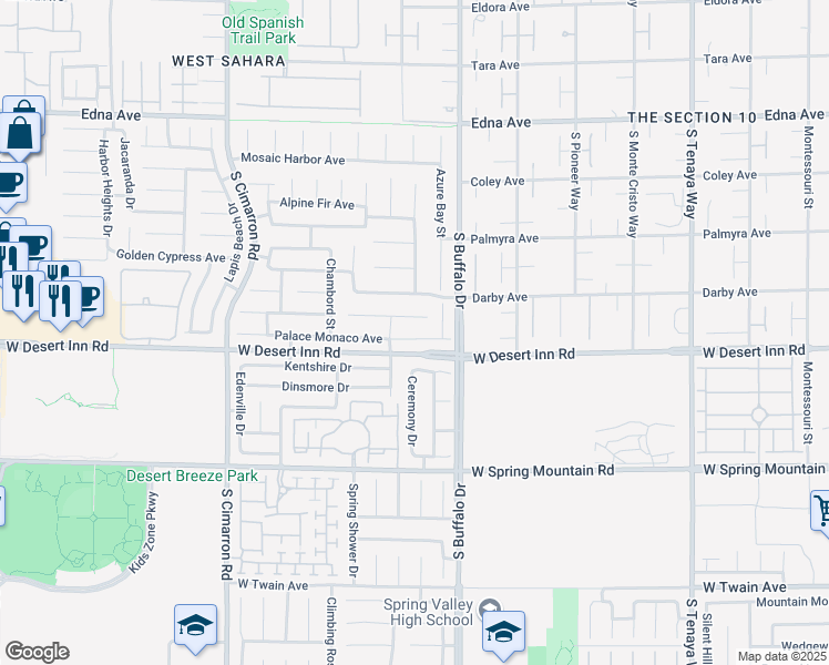 map of restaurants, bars, coffee shops, grocery stores, and more near 7886 Palace Monaco Avenue in Las Vegas
