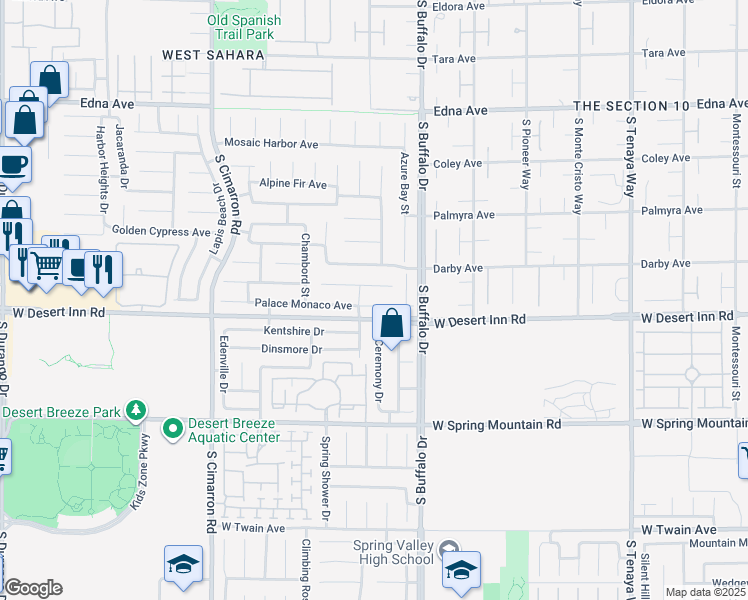 map of restaurants, bars, coffee shops, grocery stores, and more near 7898 Palace Monaco Avenue in Las Vegas