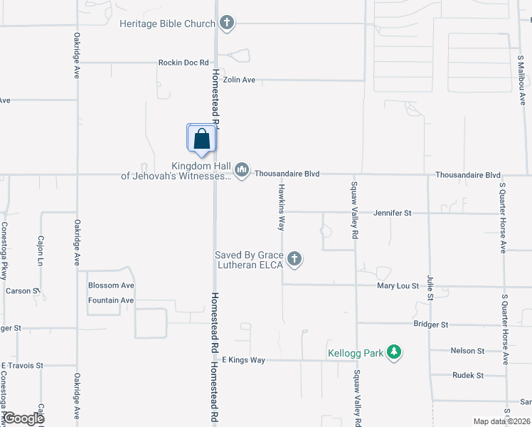 map of restaurants, bars, coffee shops, grocery stores, and more near 6160 Hawkins Way in Pahrump