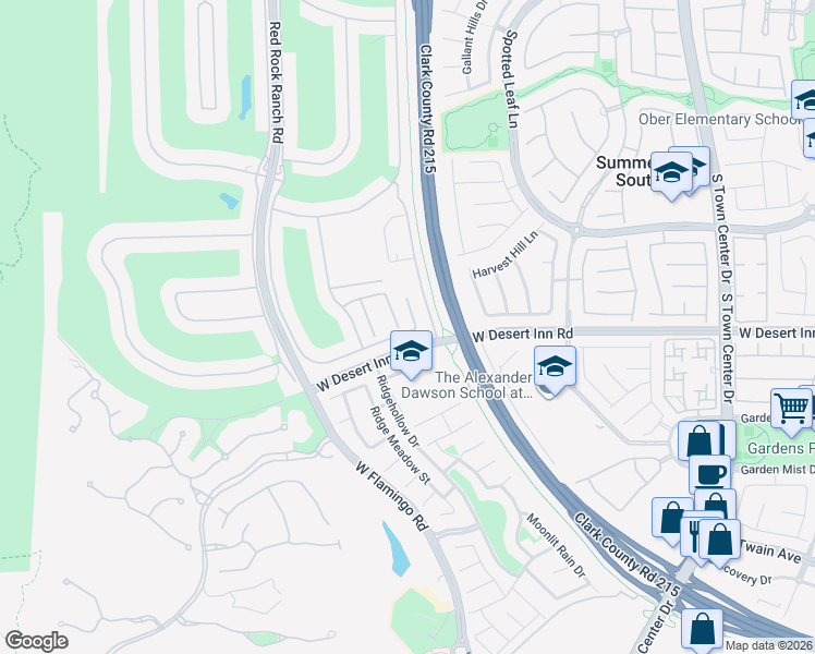 map of restaurants, bars, coffee shops, grocery stores, and more near 3304 Rabbit Brush Court in Las Vegas