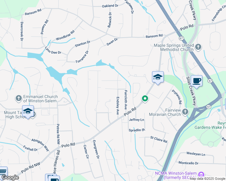 map of restaurants, bars, coffee shops, grocery stores, and more near 185 Euclid Street in Winston-Salem