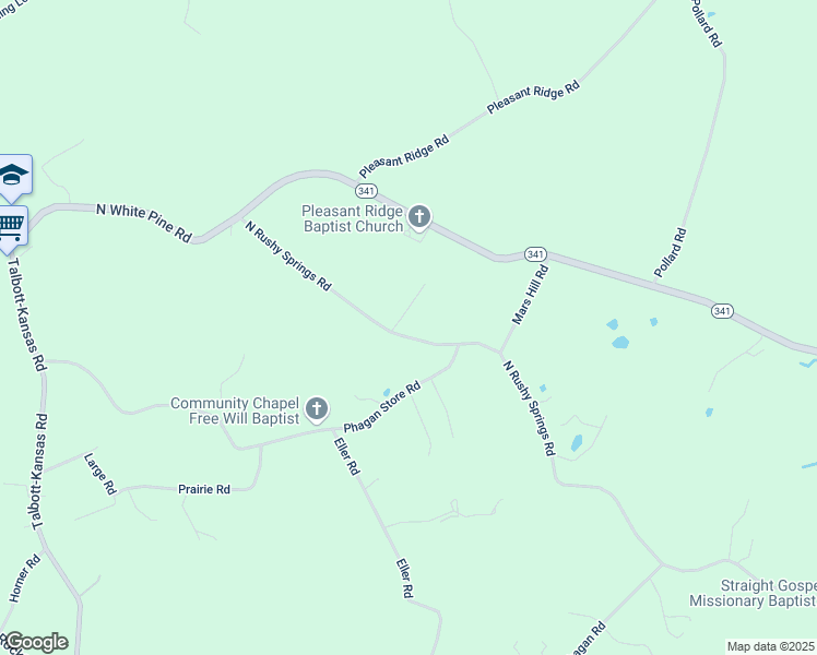 map of restaurants, bars, coffee shops, grocery stores, and more near 442 North Rushy Springs Road in Talbott