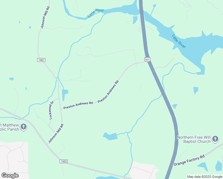map of restaurants, bars, coffee shops, grocery stores, and more near Preston Andrews Road in Durham County