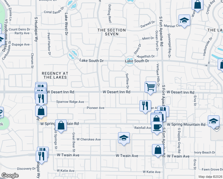 map of restaurants, bars, coffee shops, grocery stores, and more near 9624 Swan Bay Drive in Las Vegas
