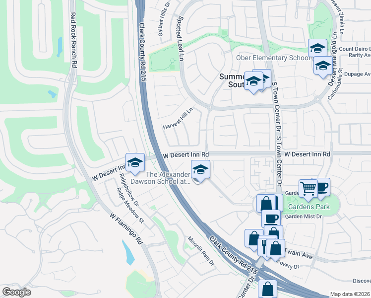 map of restaurants, bars, coffee shops, grocery stores, and more near 3286 Rushing Waters Place in Las Vegas