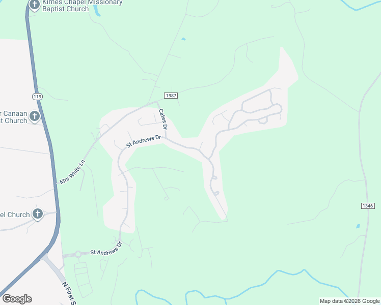 map of restaurants, bars, coffee shops, grocery stores, and more near 1401 Saint Andrews Drive in Mebane