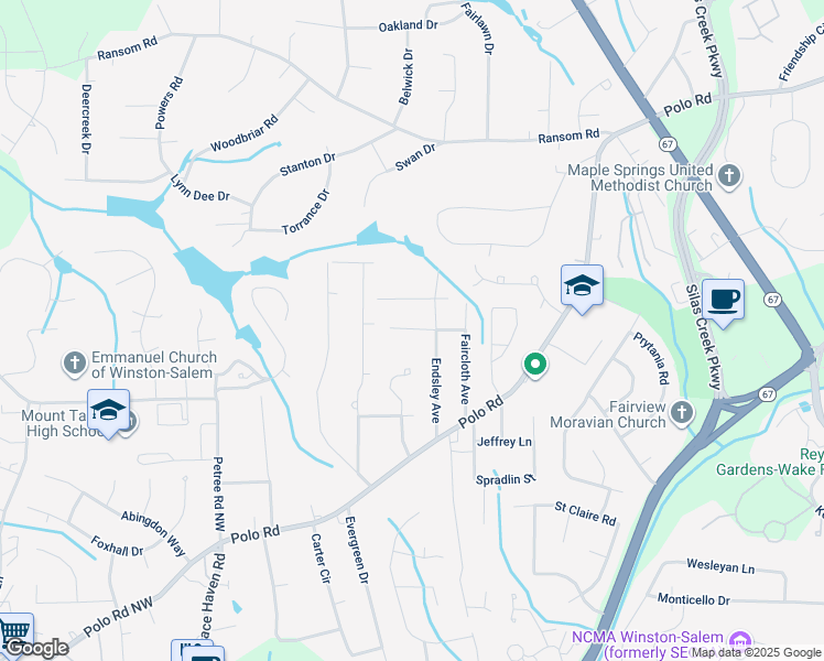map of restaurants, bars, coffee shops, grocery stores, and more near 175 Euclid Street in Winston-Salem