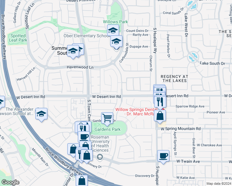 map of restaurants, bars, coffee shops, grocery stores, and more near 10443 Lilac Tree Avenue in Las Vegas