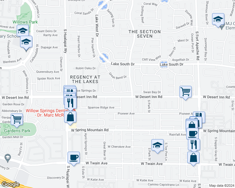 map of restaurants, bars, coffee shops, grocery stores, and more near 9741 Horizon Hills Drive in Las Vegas