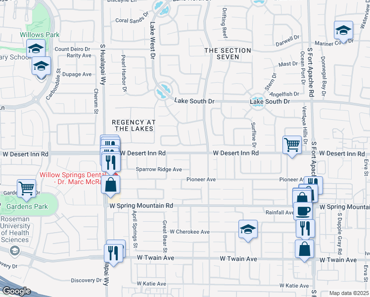 map of restaurants, bars, coffee shops, grocery stores, and more near 9741 Horizon Hills Drive in Las Vegas