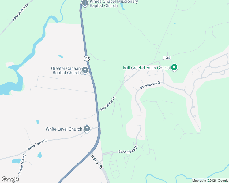 map of restaurants, bars, coffee shops, grocery stores, and more near 4718 Mrs White Lane in Mebane