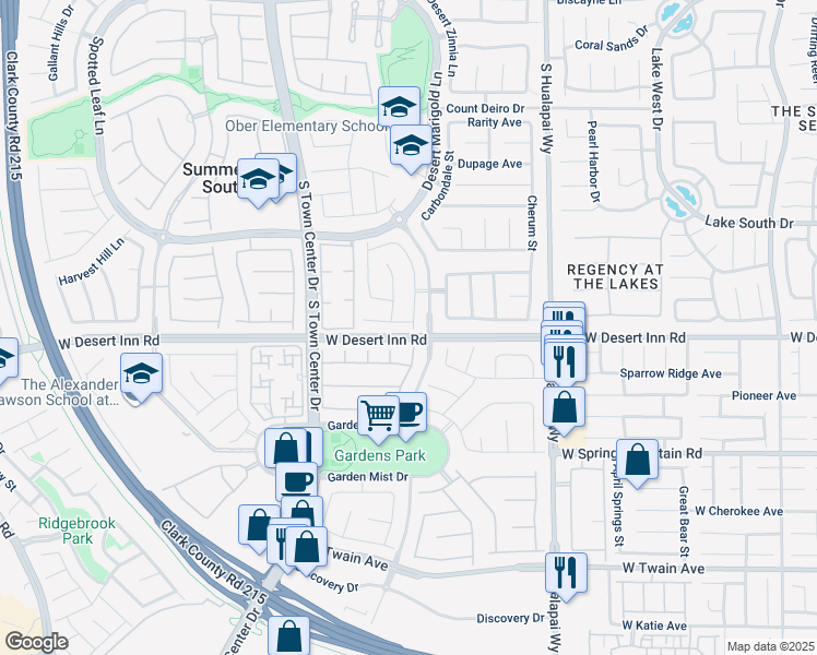 map of restaurants, bars, coffee shops, grocery stores, and more near 10443 Lilac Tree Avenue in Las Vegas