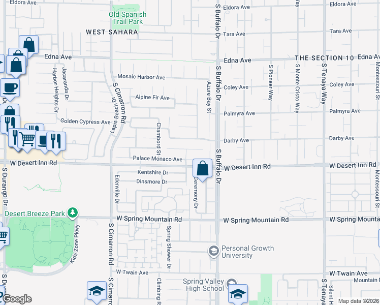 map of restaurants, bars, coffee shops, grocery stores, and more near 7907 Teal Harbor Avenue in Las Vegas