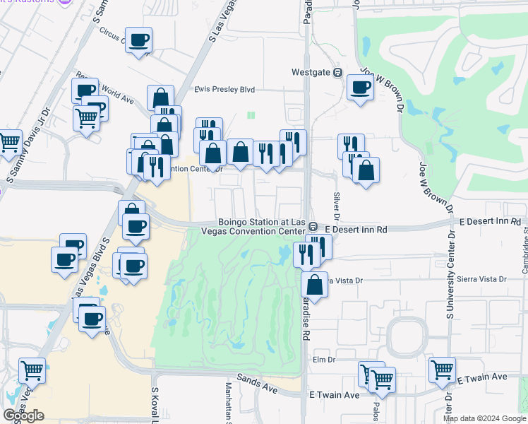map of restaurants, bars, coffee shops, grocery stores, and more near 3244 Debbie Reynolds Drive in Las Vegas