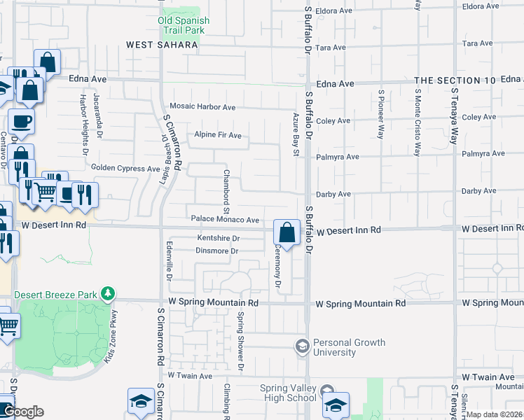 map of restaurants, bars, coffee shops, grocery stores, and more near 7958 Teal Harbor Avenue in Las Vegas
