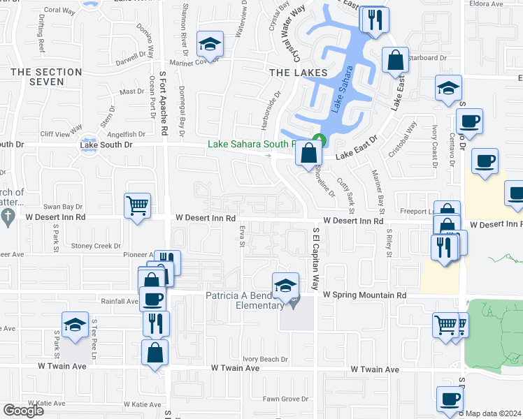 map of restaurants, bars, coffee shops, grocery stores, and more near 8833 Elk Grove Way in Las Vegas