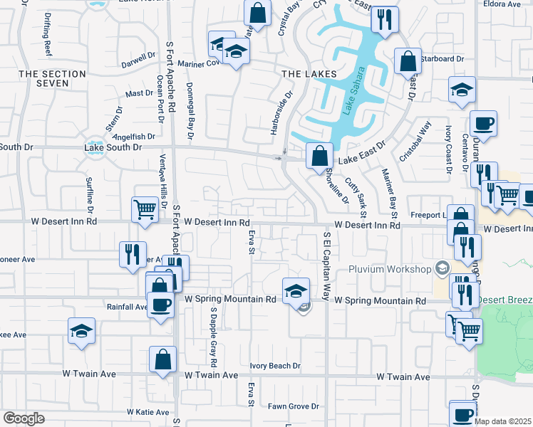map of restaurants, bars, coffee shops, grocery stores, and more near 8833 Elk Grove Way in Las Vegas