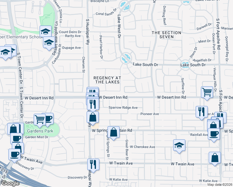 map of restaurants, bars, coffee shops, grocery stores, and more near 9905 Fox Springs Drive in Las Vegas