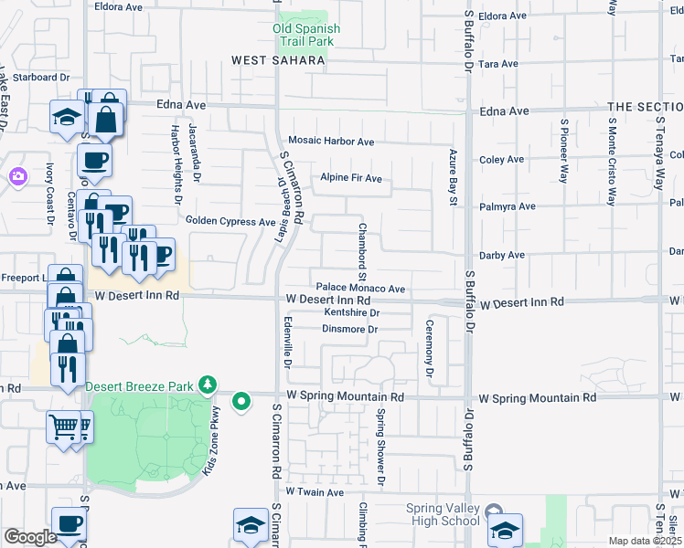 map of restaurants, bars, coffee shops, grocery stores, and more near 8076 Shellstone Avenue in Las Vegas
