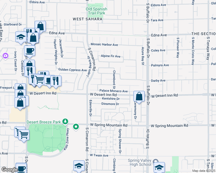 map of restaurants, bars, coffee shops, grocery stores, and more near 8076 Shellstone Avenue in Las Vegas