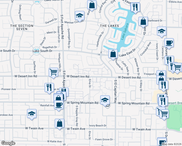 map of restaurants, bars, coffee shops, grocery stores, and more near 8845 Emerald Glen Way in Las Vegas