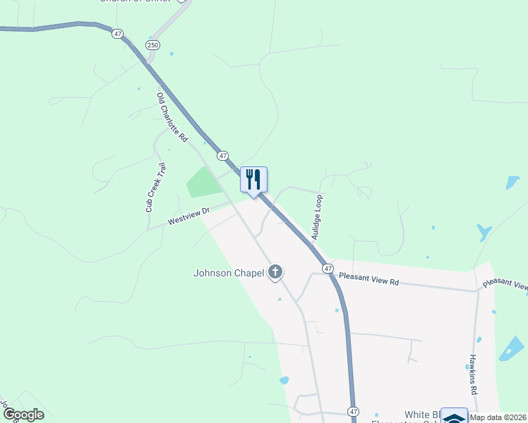 map of restaurants, bars, coffee shops, grocery stores, and more near 2515 Tennessee 47 in White Bluff