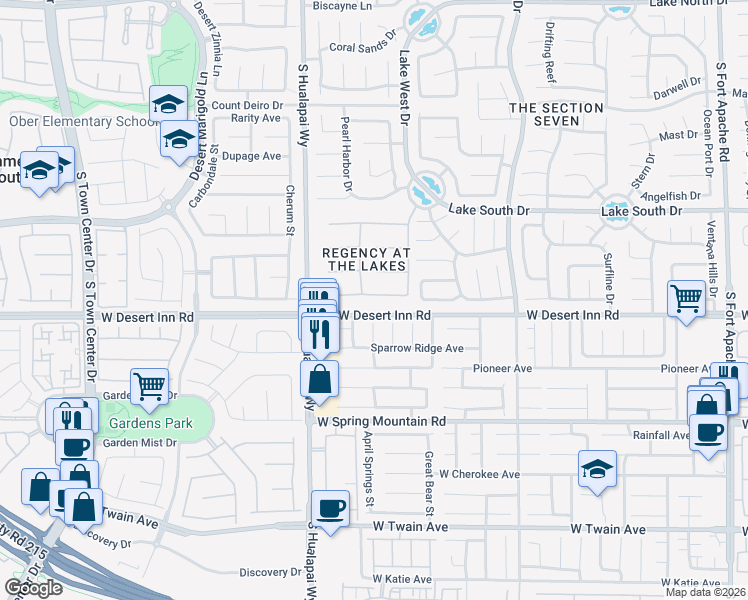 map of restaurants, bars, coffee shops, grocery stores, and more near 9917 Fox Springs Drive in Las Vegas