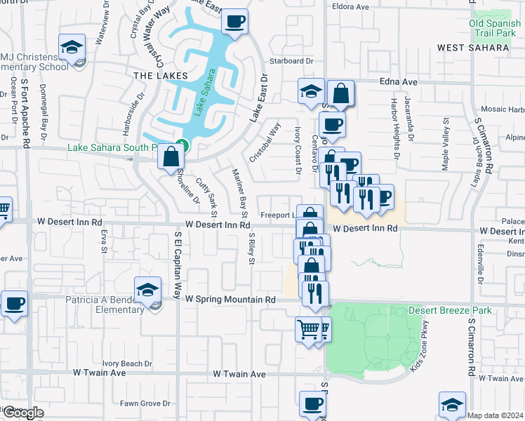 map of restaurants, bars, coffee shops, grocery stores, and more near 3328 Summerfield Lane in Las Vegas