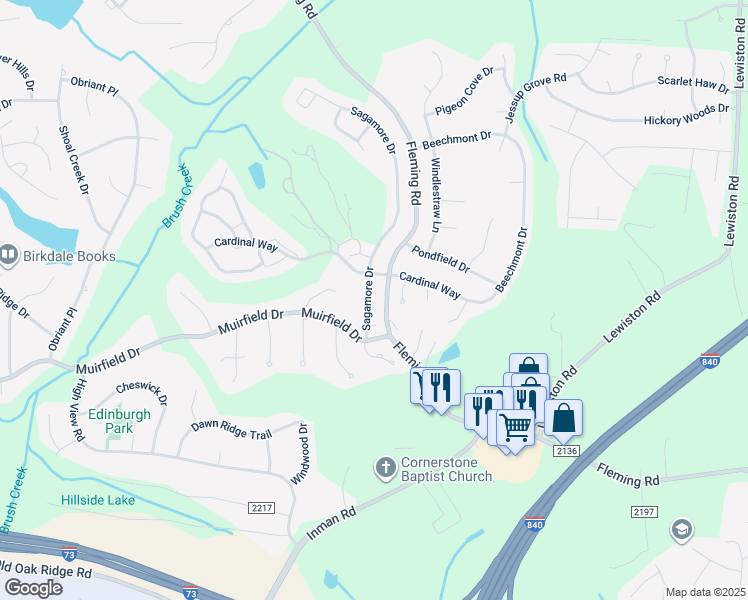 map of restaurants, bars, coffee shops, grocery stores, and more near 3708 Sagamore Drive in Greensboro