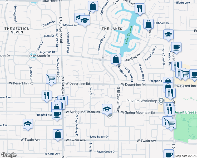 map of restaurants, bars, coffee shops, grocery stores, and more near 8833 Elk Grove Way in Las Vegas