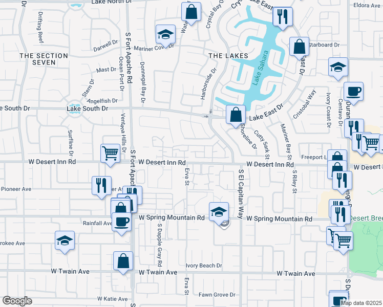 map of restaurants, bars, coffee shops, grocery stores, and more near 8833 Elk Grove Way in Las Vegas