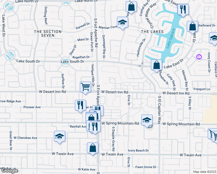 map of restaurants, bars, coffee shops, grocery stores, and more near 9100 West Desert Inn Road in Las Vegas