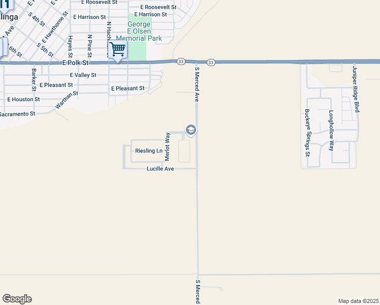 map of restaurants, bars, coffee shops, grocery stores, and more near 892 Chianti Circle in Coalinga