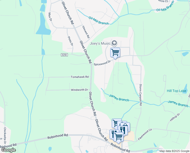 map of restaurants, bars, coffee shops, grocery stores, and more near 2273 Olivet Church Road in Winston-Salem